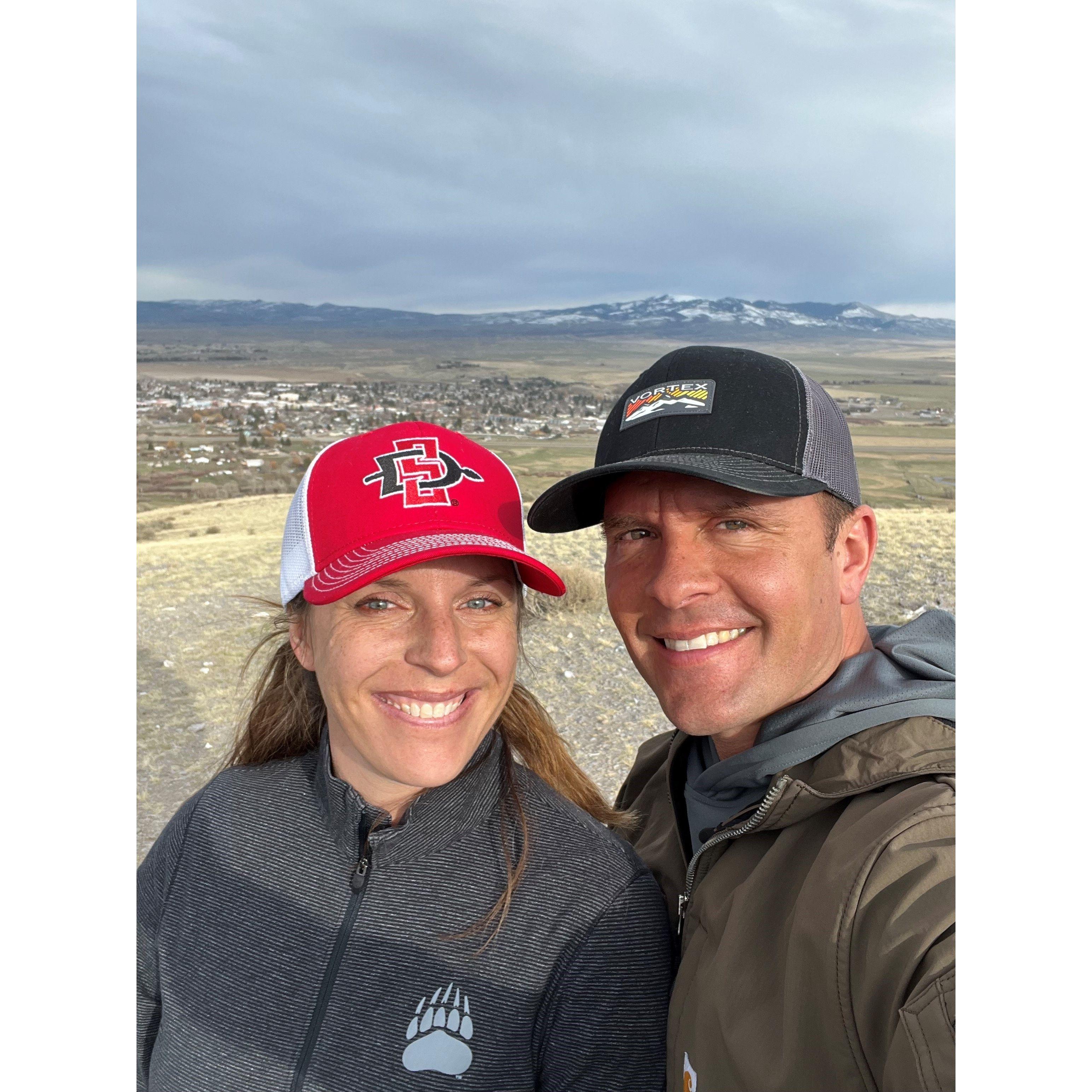 Hiked the trail to the "M". Dillon, MT where we live is behind us.