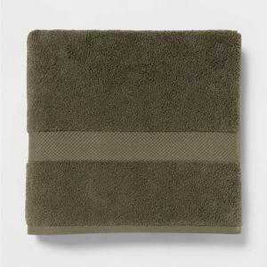 Performance Plus Oversized Bath Towel Dark Green - Threshold™: 100% Cotton, Fade-Resistant, Terry Cloth, Machine Washable