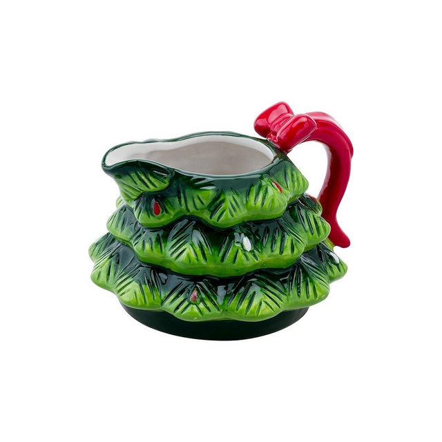 Christmas Gravy Boat - 17oz Hand-Painted Ceramic Christmas Tree Design for Festive Holiday Dinners