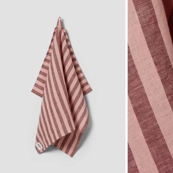 Rhubarb & Rose Pembroke Stripe Linen Blend Tea Towel