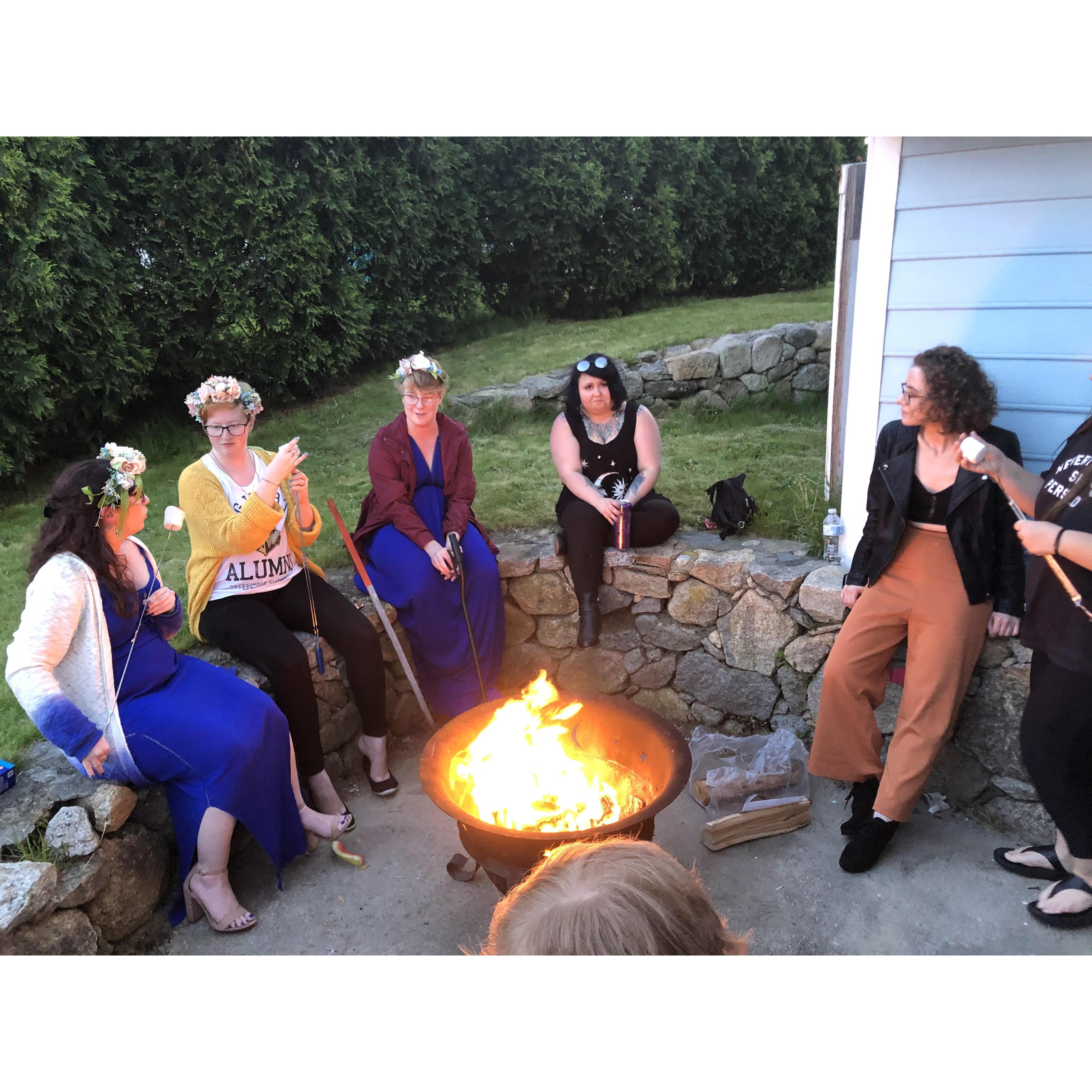 Hang out after wedding party around the fire
