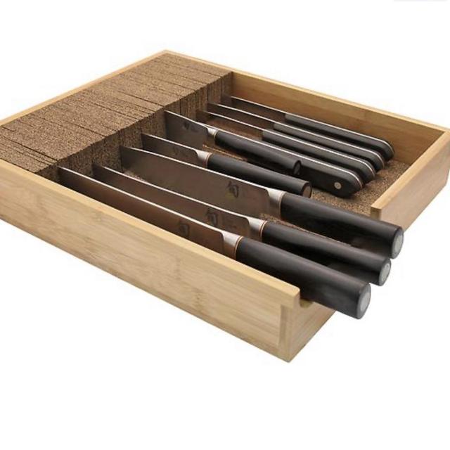 The Container Store Small Bamboo In-Drawer Knife Dock