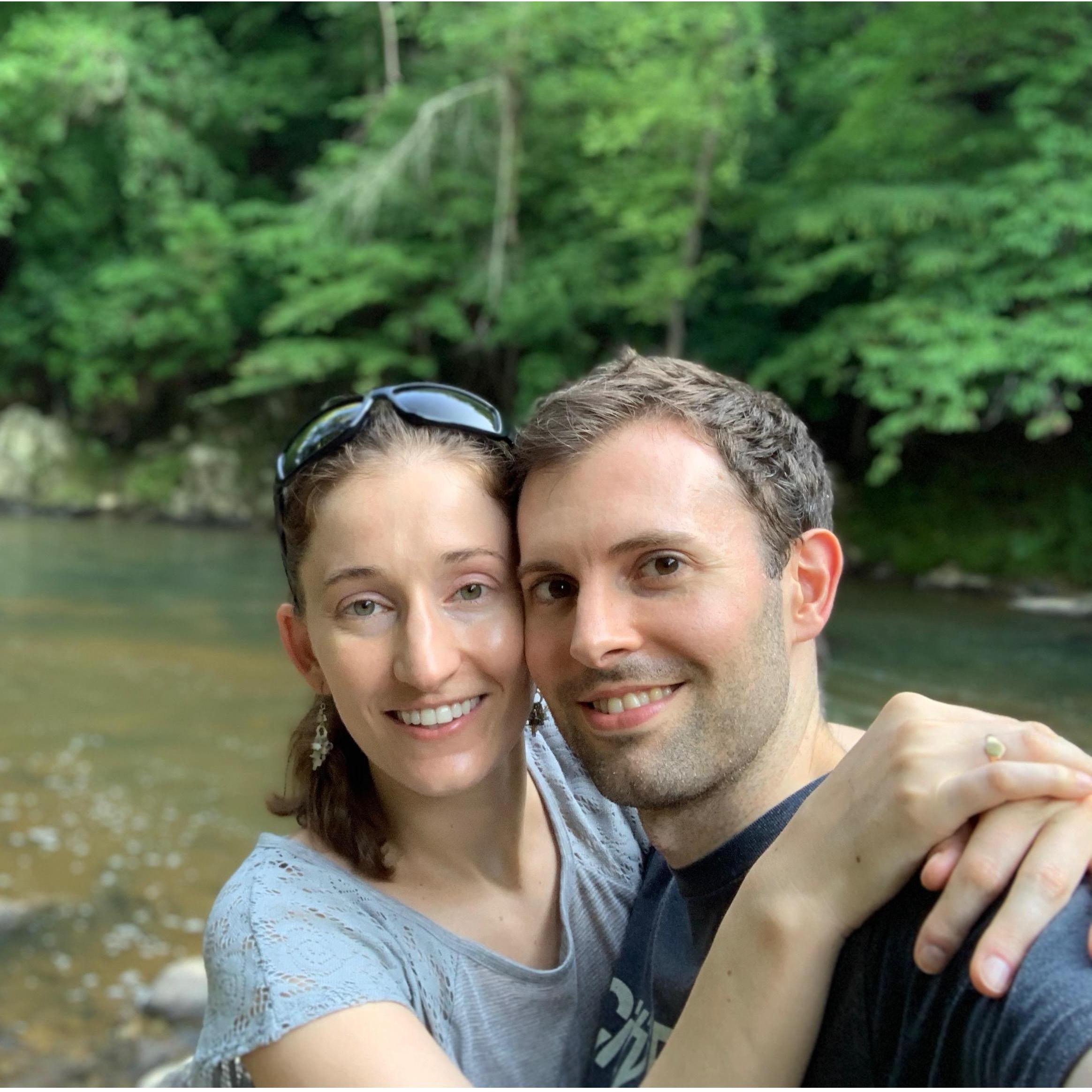 Celebrating two years together on the Eno River.