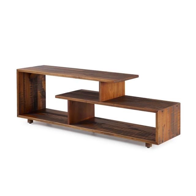 60" Rustic Modern Solid Wood TV Stand Console Entertainment Center Amber - Saracina Home