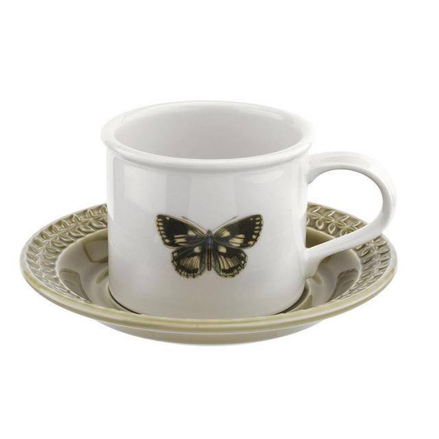Portmeirion Botanic Garden Harmony Embossed Moss Green Breakfast Cup and Saucer