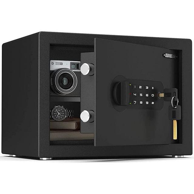ISLANDSAFE Security Fireproof and Waterproof Safe Cabinet Personal Box, 0.5 Cuft with Digital Keypad Lock and Keys Safe Box for Cash Money Home Office Hotel Business Jewelry, (0.5Cubic Feet Black)