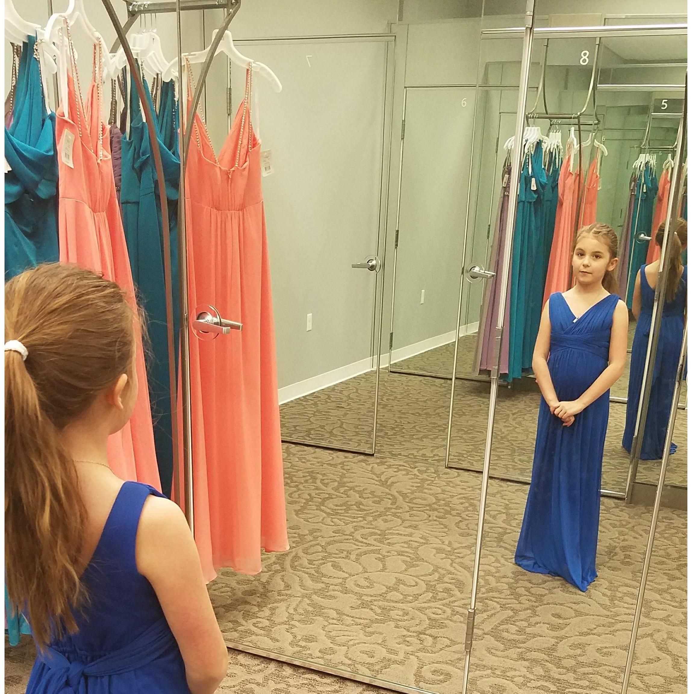 Shopping for Sophie's dress. OMG! She is so grown up!