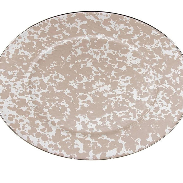 Golden Rabbit Enamelware - 12 x 16 Oval Platter (Taupe Swirl)