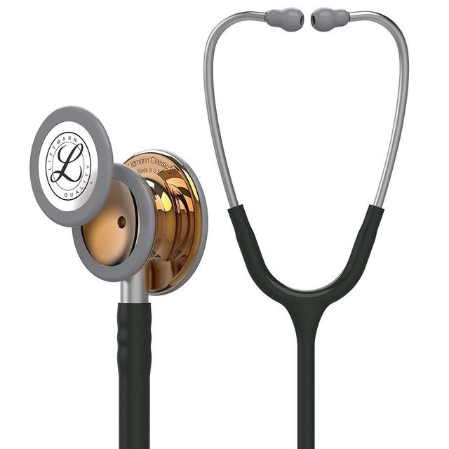3M Littmann Classic III Monitoring Stethoscope, 5646, Limited Edition, More Than 2X as Loud*, Weighs Less**, Stainless Steel High Polish Copper Chestpiece, 27" Black Tube