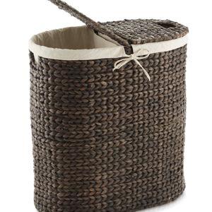 Casafield - 2-Section Oval Laundry Hamper Basket w Lids and Liner Bags for Clothes - Espresso