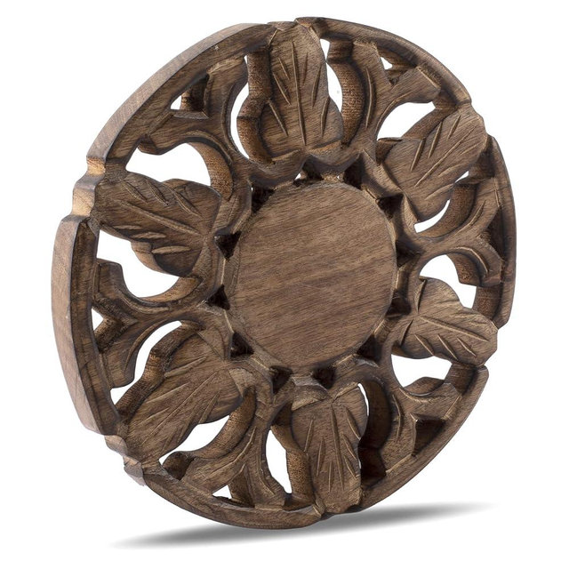 Handmade Wooden Trivet For Hot Dishes Plates & Pots Holder Hot Pad For Kitchen & Dining Table Decor Cookware Heat Resistant Rustic Decorative Carvings Tabletop Home & Dining Table Essentials (Antique)
