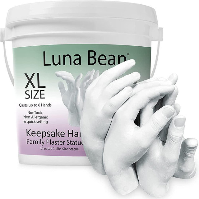 Luna Bean Keepsake Hands Casting KIT - Family Hand Mold | Clasped Group Hand Sculpture KIT & Molding KIT - Crafts for Adults & Kids DIY Anniversary Gifts (Cast up to 6 Hands)