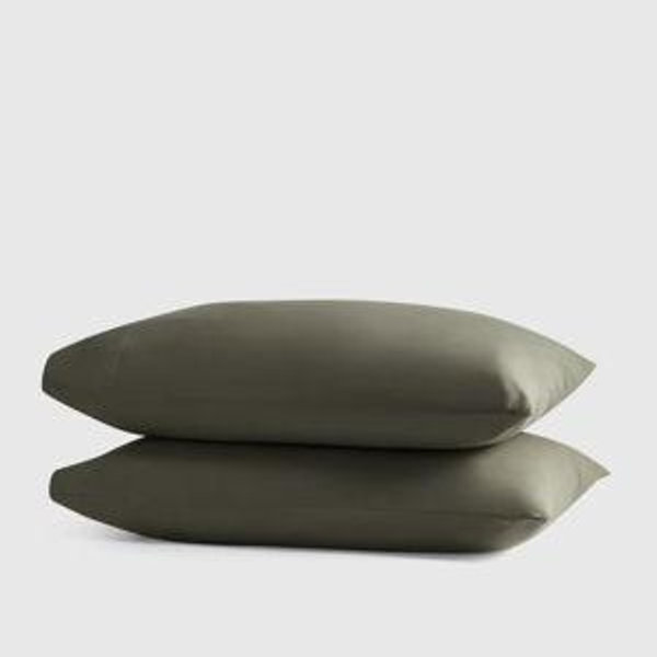 Standard, Dusty Olive - Organic Crisp Percale Pillowcase Set