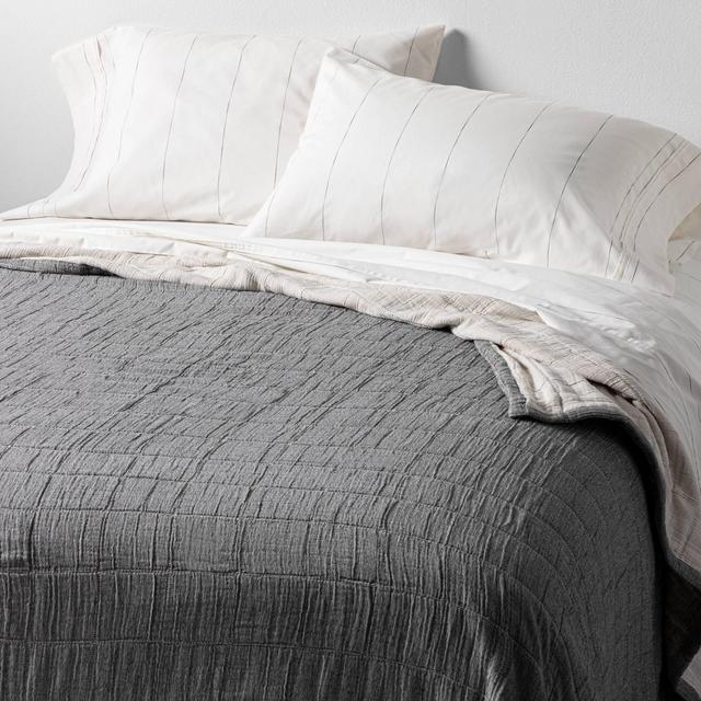 Full/Queen Matelassé Quilted Coverlet Gray - Hearth & Hand™ with Magnolia