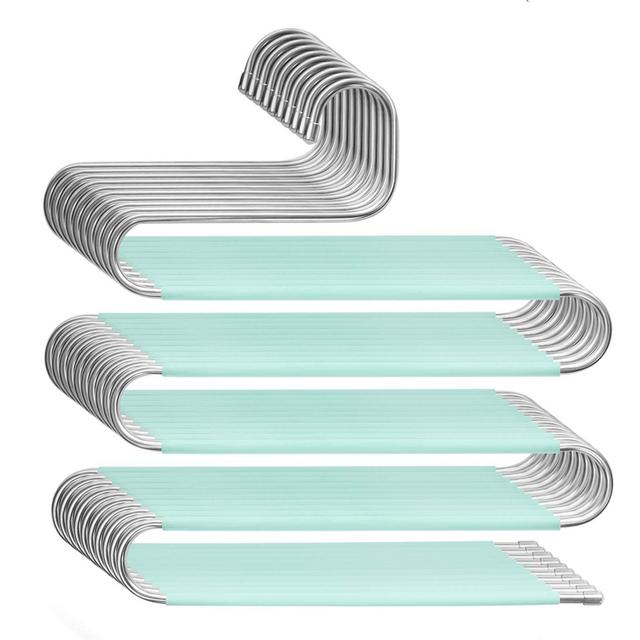 Myfolrena Pants Hangers, Updated S Shaped Hanger Non Slip Clothes Hanger Space Saving for Jeans Trousers Slacks Leggings (10-Pack)