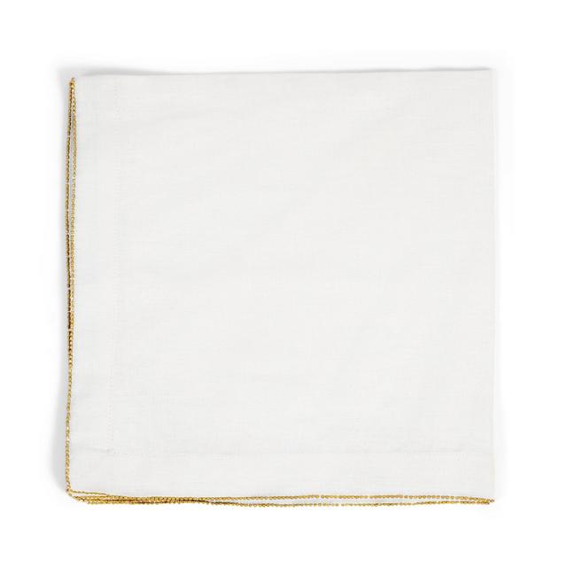Brass Beaded Dinner Napkin Eggshell - Set of 4