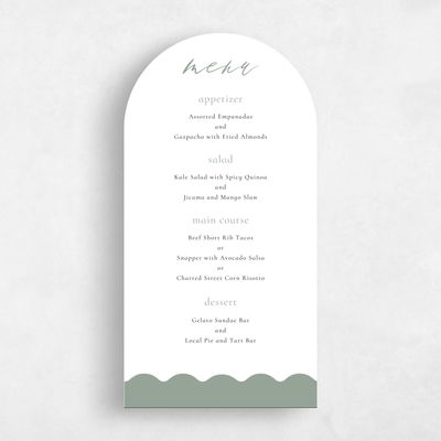 Green Arch Wedding Menu - Biltmore