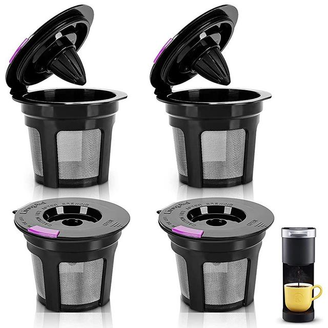 Reusable K Cups For Keurig Mini-MaxRona 4 Packs Compatible with Keurig Reusable Coffee Pods Filter-Refillable Single K CUP for Keurig Mini, 2.0 & 1.0 Brewers BPA Free