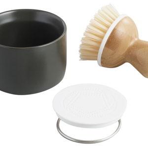 Black Full Circle Bubble Up Soap Dispenser and Dish Brush Set - World Market