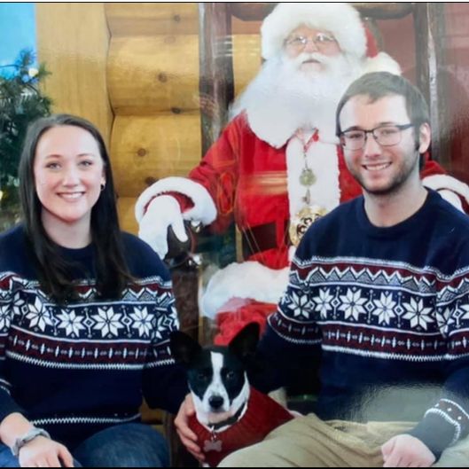 Our 7th year getting pictures with Santa, but our first year as a family of 3!