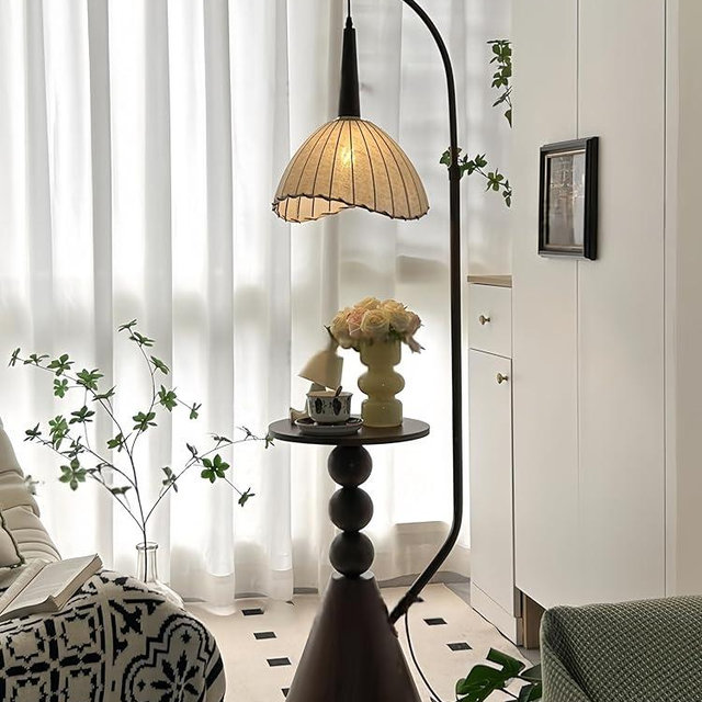 Kavie Modern Arc Floor Lamp, Dimmable & Height Adjustable, Perfect for Living Room (3 Color Light+Power(Button Operated))