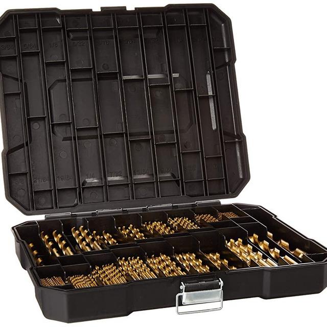 230 Pieces Titanium Twist Drill Bit Set, High Speed Steel, Size from 3/64" up to 1/2", Ideal for Wood/Steel/Aluminum/Zinc Alloy, with Hard Storage