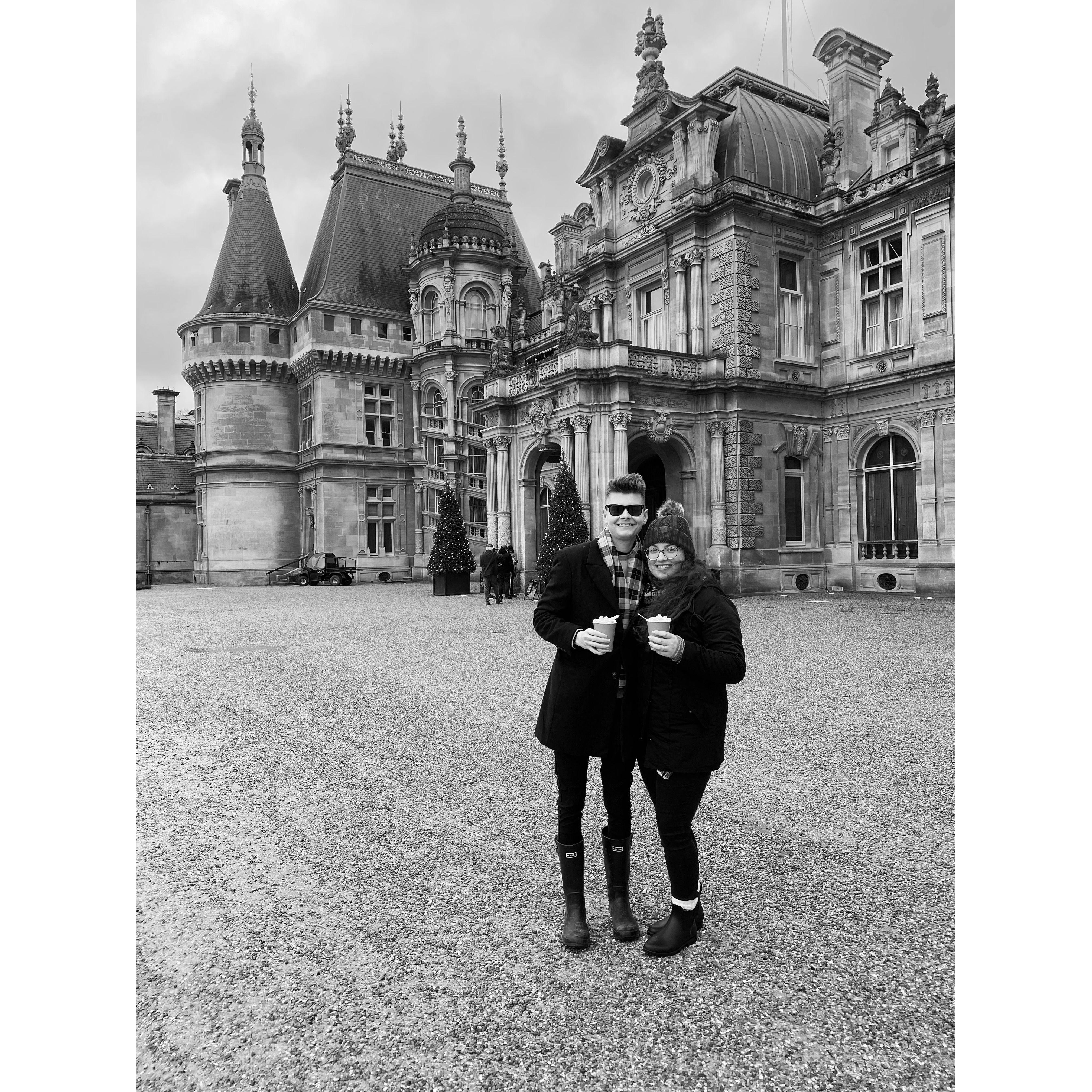 Hot chocolate at Waddesdon Manor. A trip where Alex got to meet Hannah Rose's family and they could all celebrate the engagement together.