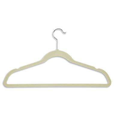 Honey-Can-Do Ultra Thin Non-Slip Velvet Hangers, 50-Pack, Ivory