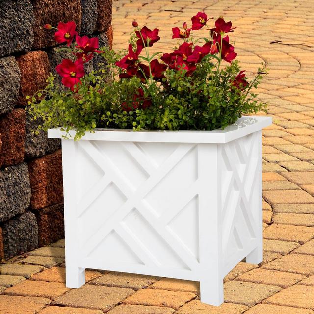 15" Square Plant Holder White - Pure Garden