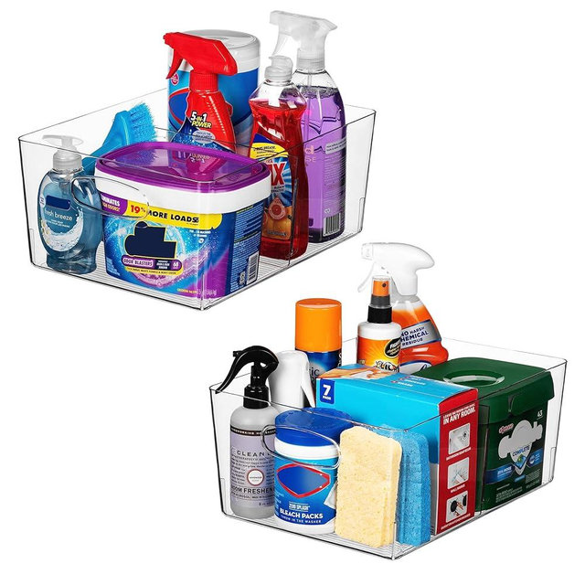 ClearSpace Plastic Storage Bins with Divider – Perfect Kitchen Organization or Pantry Storage – Fridge Organizer, Pantry Organization and Storage Bins, Cabinet Organizers