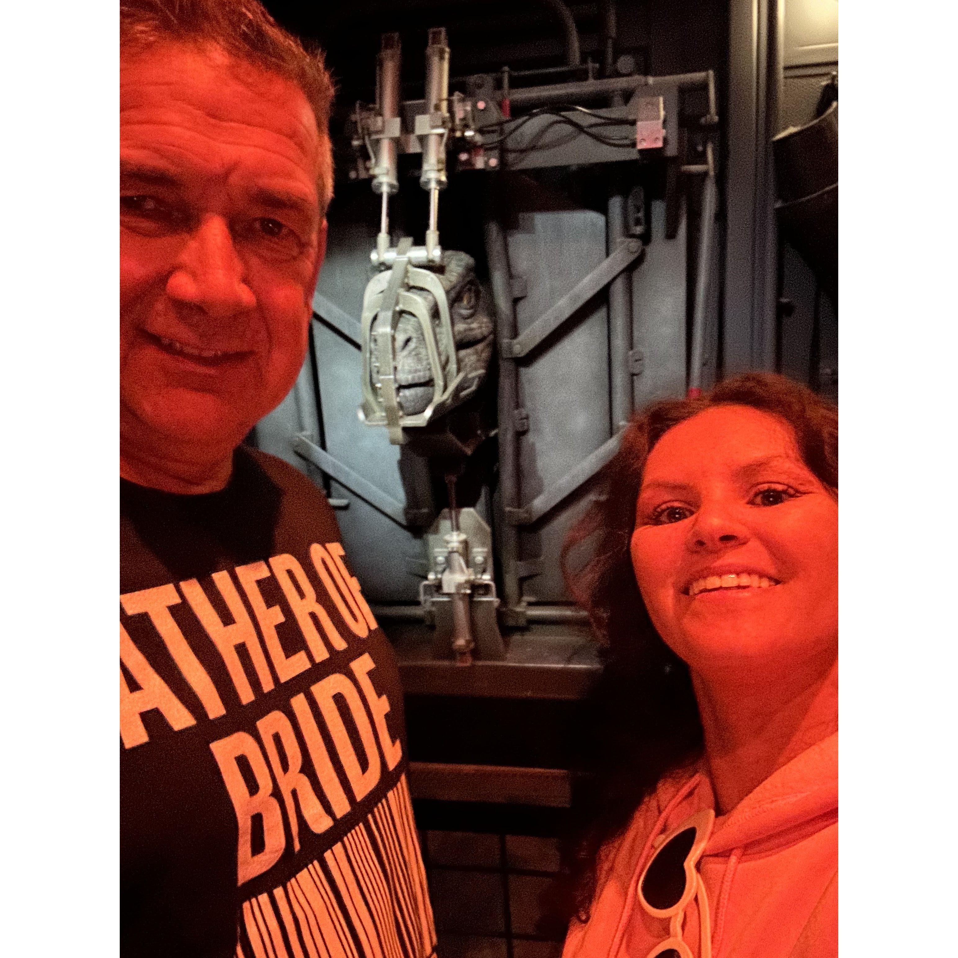 We had to get our roller coaster pic with Blu from Jurassic Park Ride