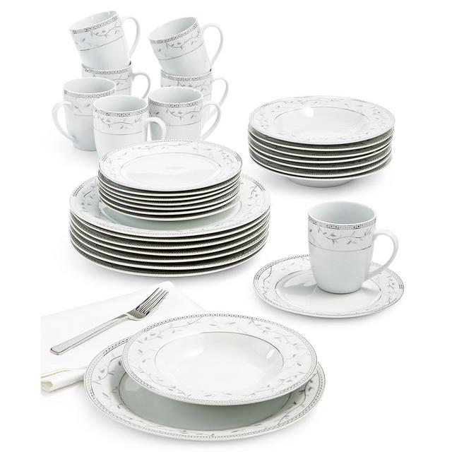 Fitz and Floyd Platinum Vine 32-Piece Dinnerware Set, Service For 8