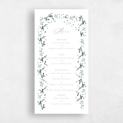 Sage, White Wedding Menu - Regal