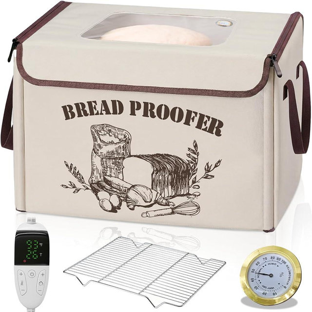 Large Folding Bread Proofing Box, Dough Proofer With 50-113℉Temp Control & 1-48H Timer, Sourdough Starter Warmer with Humidity Gauge, Foldable Proofing Basket for Bread Baking, Pizza, Yogurt, Kombucha