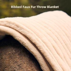 GOTCOZY Electric Blanket Heated Throw 50''X60''- Ribbed Faux Fur Heated Blanket with 4 Heating Level & 3 Hour Auto Off Heating Blanket, ETL&FCC Certified Machine Washable(Eggnog)
