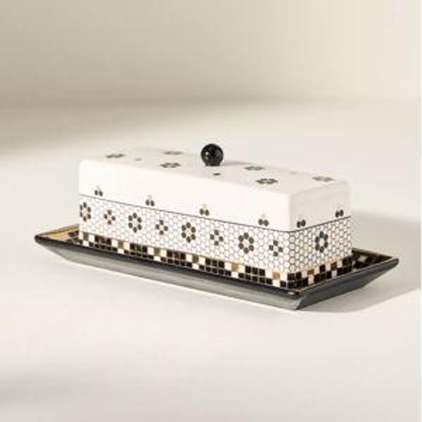 The Bistro Tile Stoneware Butter Dish