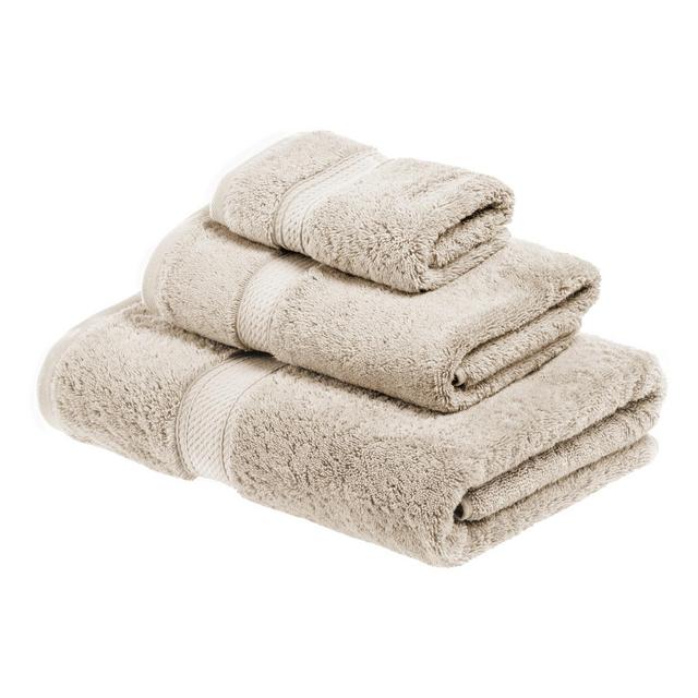 Solid Luxury Premium Cotton 900 GSM Highly Absorbent 3 Piece Bathroom Towel Set, Stone by Blue Nile Mills