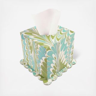 Hand-Marbled Scallop Tissue Box Cover
