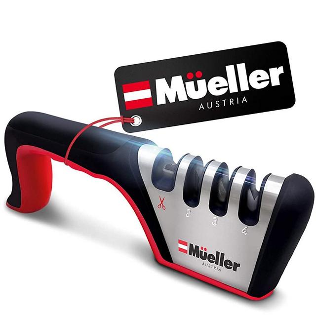 Mueller Original Premium Knife Sharpener, Heavy Duty 4-Stage Diamond Really Works for Ceramic and Steel Knives, Scissors. Easily Restores Dull to Sharp