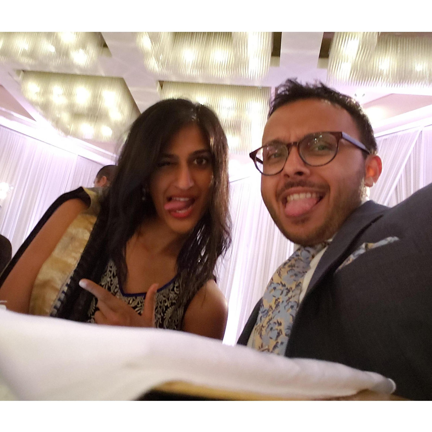 Just a few days before the engagement, being our coolest selves at our friend's wedding (Keval and Sneha <3)