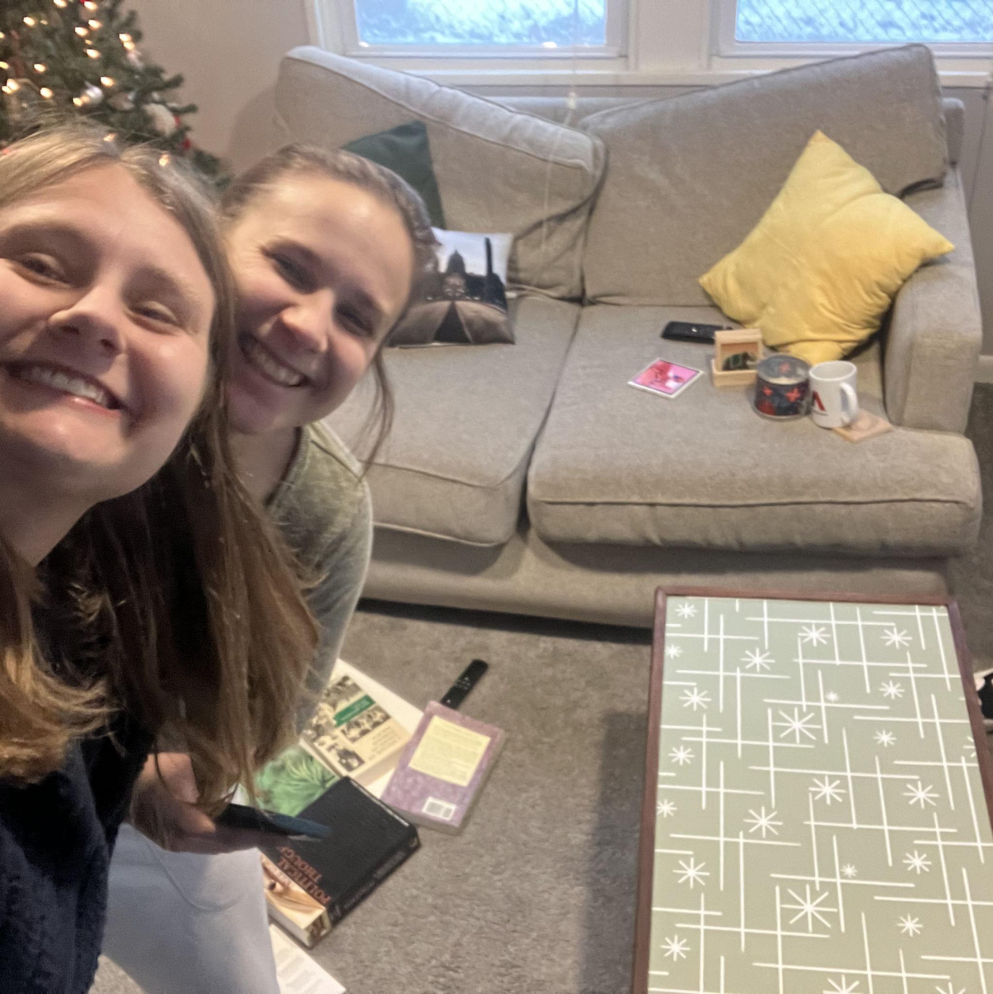 Our first furniture piece we flipped together (the coffee table)!