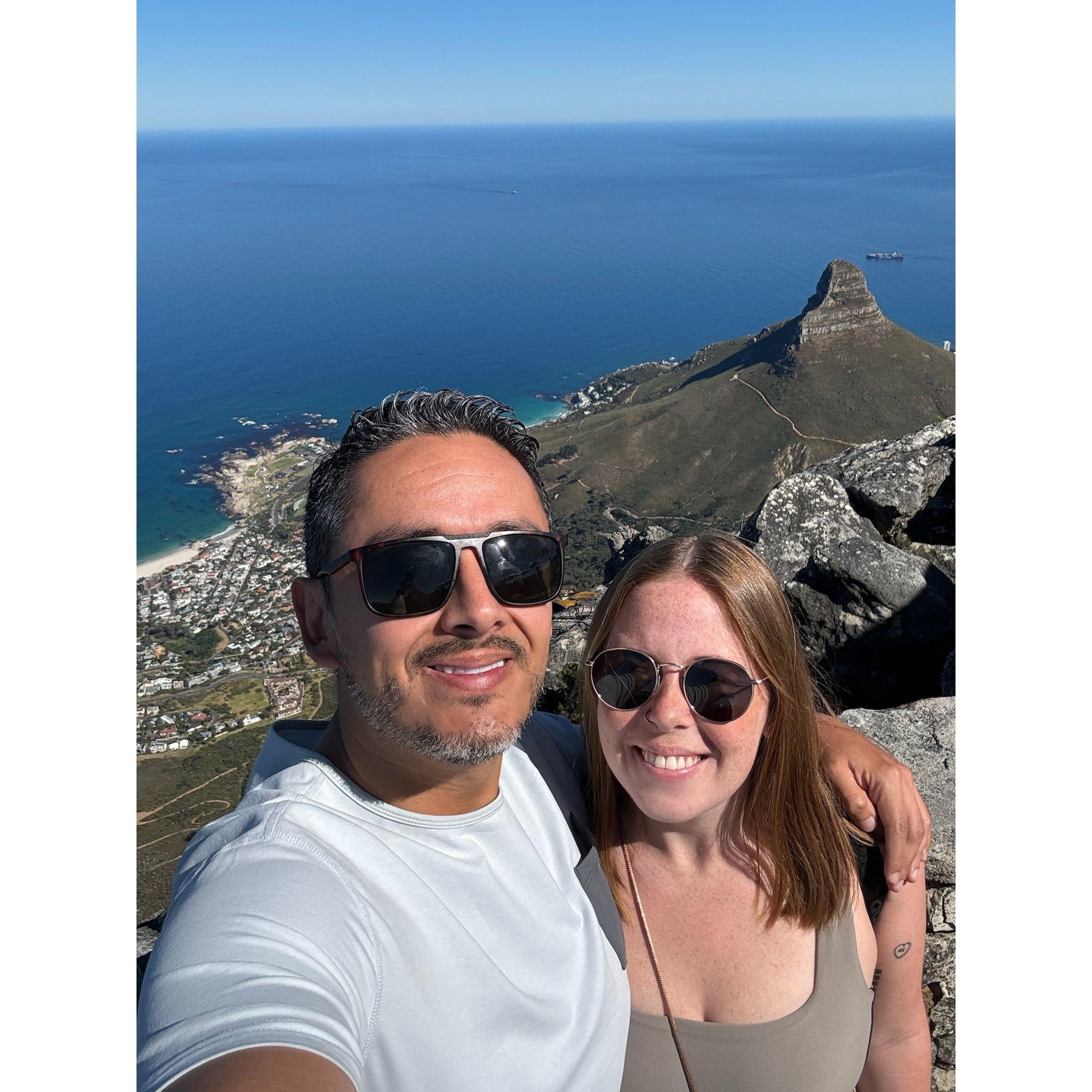 Looking at Lionshead in Cape Town from the top of Table Mountain