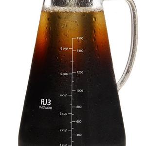 Airtight Cold Brew Iced Coffee Maker (& Iced Tea Maker) with Spout – 1.5L/51oz Ovalware RJ3 Brewing Glass Carafe with Removable Stainless Steel Filter