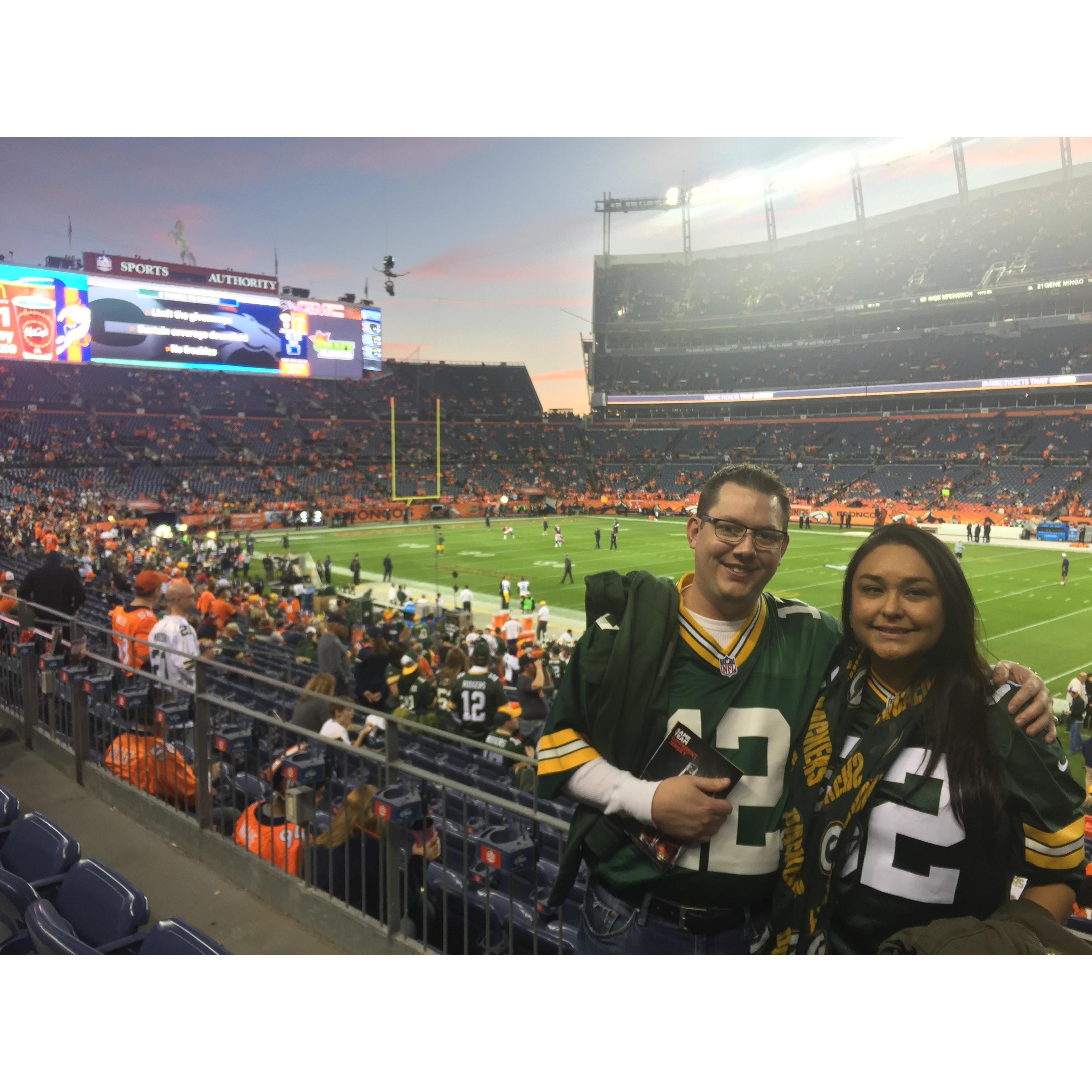 Our first Green Bay Packers game, Aaron Rodgers vs. Payton Manning