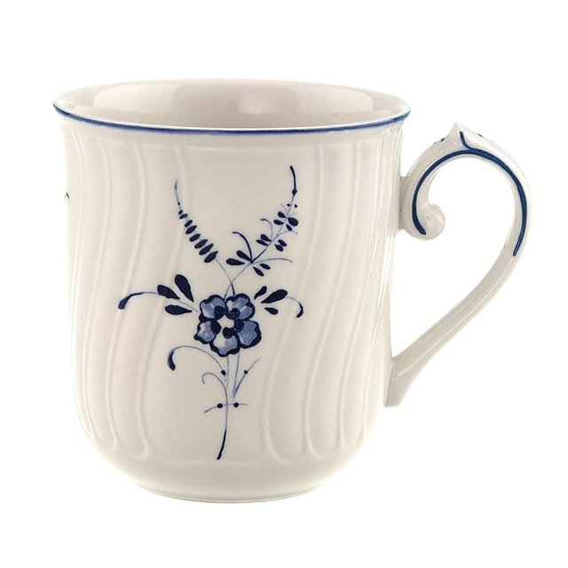 Villeroy & Boch Vieux Luxembourg Mug, 10 oz, Premium Porcelain, White/Blue