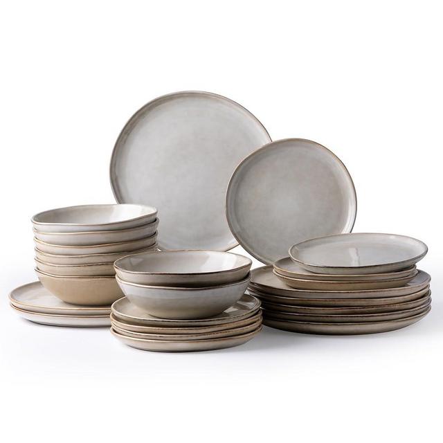 AmorArc Ceramic Dinnerware Sets,Handmade Reactive Glaze Plates and Bowls Set,Highly Chip and Crack Resistant | Dishwasher & Microwave Safe,Service for 8 (24pc)