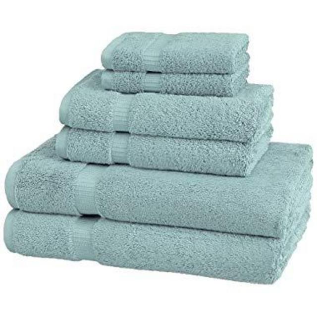 Pinzon Organic Cotton Bathroom Towels, 6 Piece Set, Spa Blue