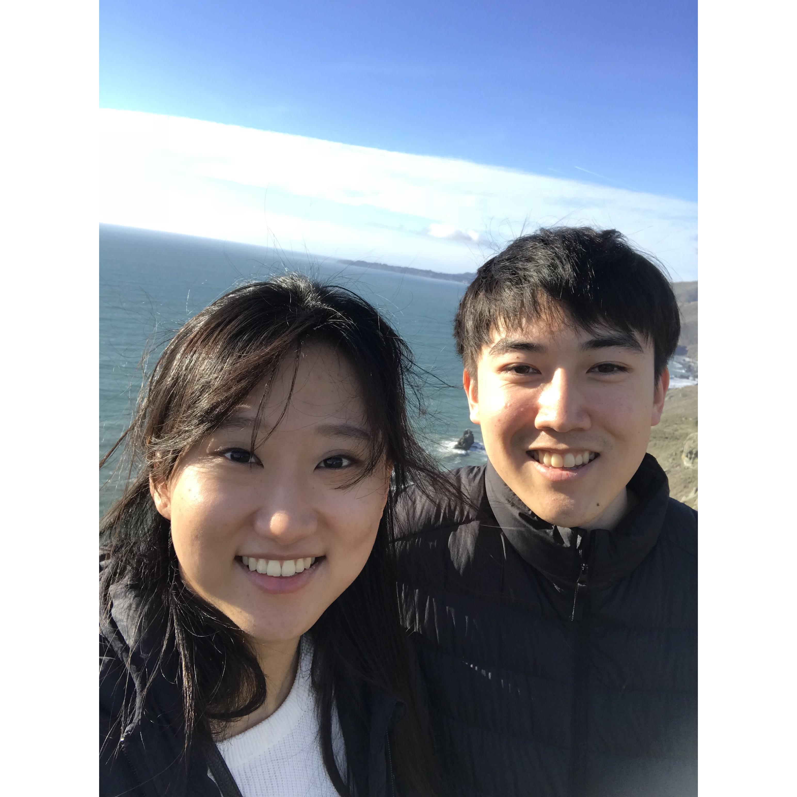 Nov 2018: When we first started dating. This is at Muir Beach!