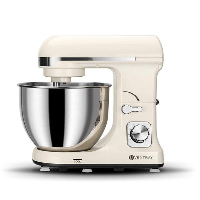 Ventray Stand Mixer 6-Speed 4.5-Quart Stainless Steel Bowl with Pouring Shield - Cream Beige