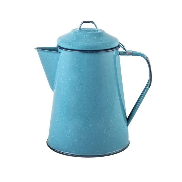 Cinsa Enamelware Coffee Pot - 8 Cups - Camping Essentials - Hot Water for Coffee and Tea - Light and Resistant